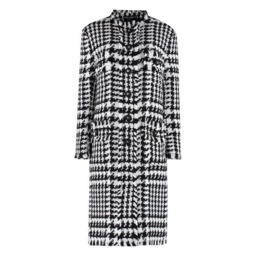 Dolce & Gabbana Houndstooth Coat med Logo Detaljer Multicolor, Dam