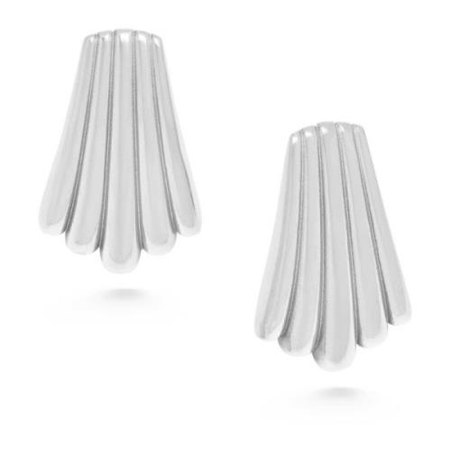 Nialaya Womens Silver Calico Shell Earrings Gray, Dam