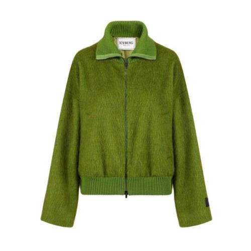 Iceberg Velour Högkrage Jacka Green, Dam