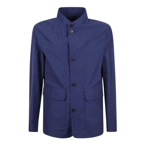 Z Zegna Bomull Nylon Jacka för Män Blue, Herr