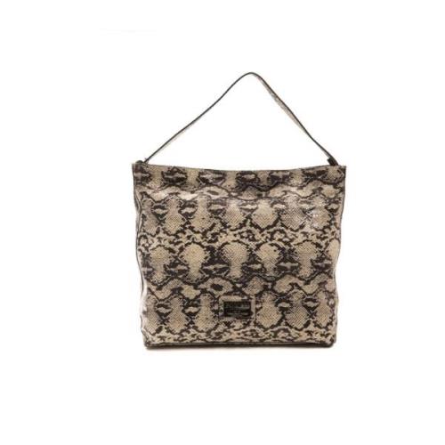 Pompei Donatella Python Print Läder Axelväska Multicolor, Dam