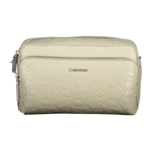 Calvin Klein Beige Axelväska med Dragkedja Beige, Dam