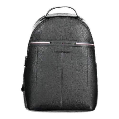 Tommy Hilfiger Black Polyurethane Backpack Black, Herr