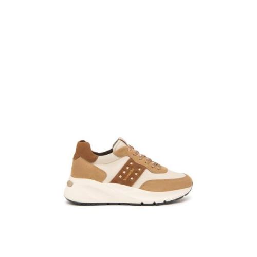 Nerogiardini Amber-cream Sneakers i Mocka och Läder Beige, Dam