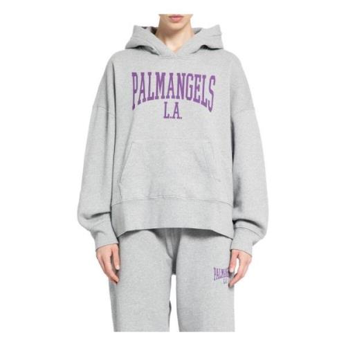 Palm Angels Klassisk Hoody Grå Melange College Logo Gray, Dam