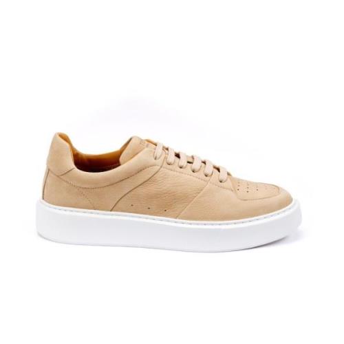 Testoni Retro Court Sneaker Unlined Nubuk Calf Beige, Herr