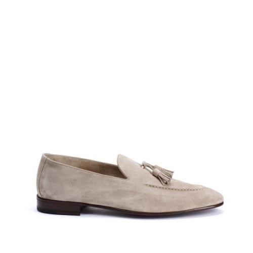 Testoni Mocka Loafer med Spetsig Tå Beige, Herr