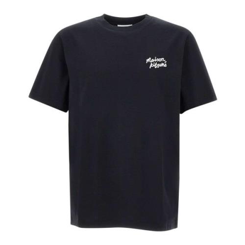 Maison Kitsuné Svart Bomull T-shirt med Logotyp Black, Herr