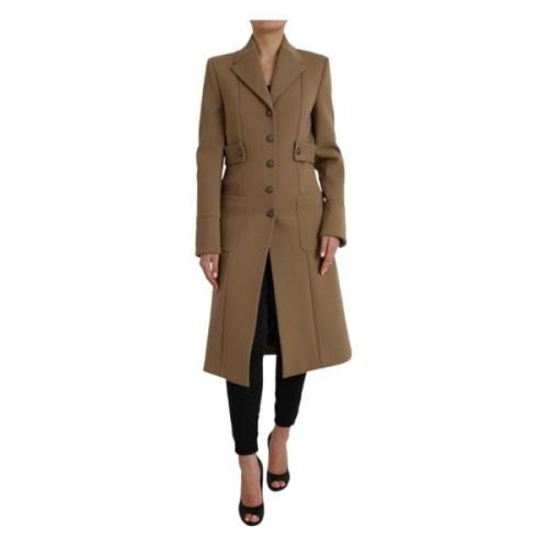 Dolce & Gabbana Brun Knappad Trenchcoat Jacka Brown, Dam