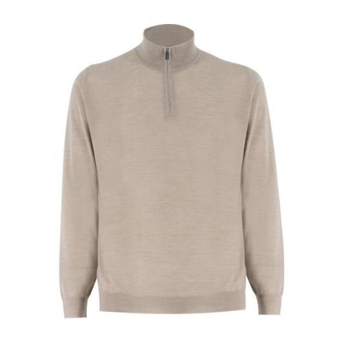 Fedeli Elegant Half-Zip Jumper Beige, Herr