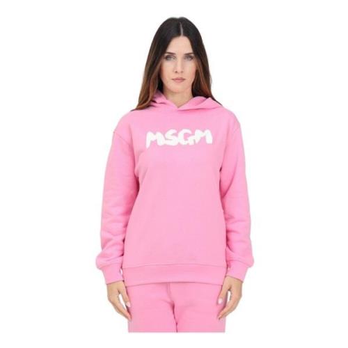 Msgm Rosa huvtröja med logotyptryck Pink, Dam