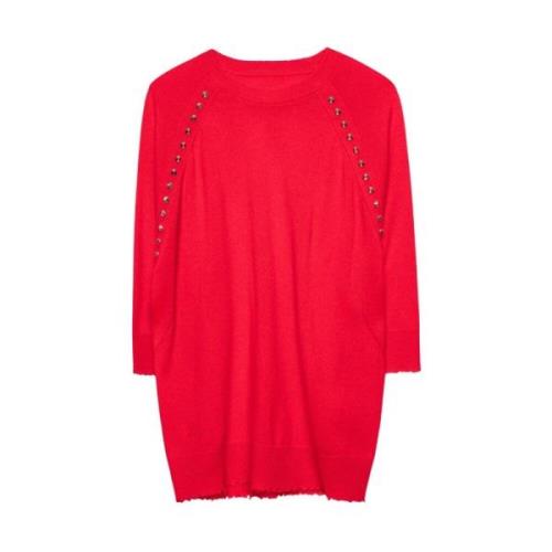 Zadig & Voltaire Stickade kläder, Fierce Red Cashmere Sweater Red, Dam