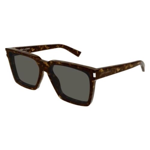 Saint Laurent Fyrkantiga solglasögon i Havana Tortoise Brown, Unisex