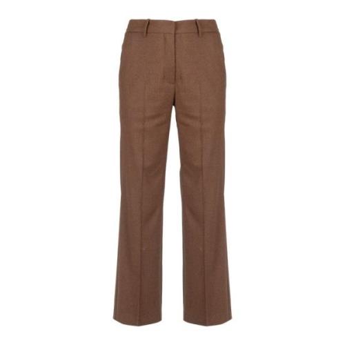 Alysi Ull Straight Leg Byxor Brown, Dam