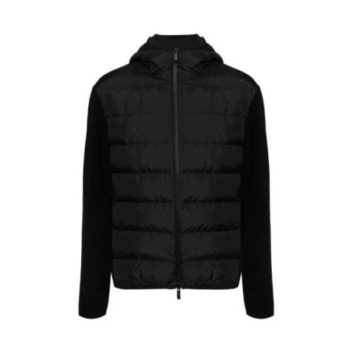 Moncler Quiltad Stickad Huva Jacka Black, Herr