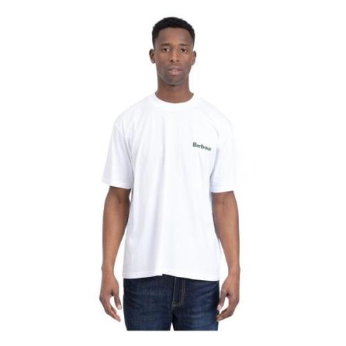 Barbour Vit Logotyp Tryck T-shirt Polo White, Herr