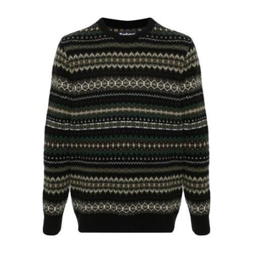 Barbour Fairisle Crew Neck Sweater Black, Herr