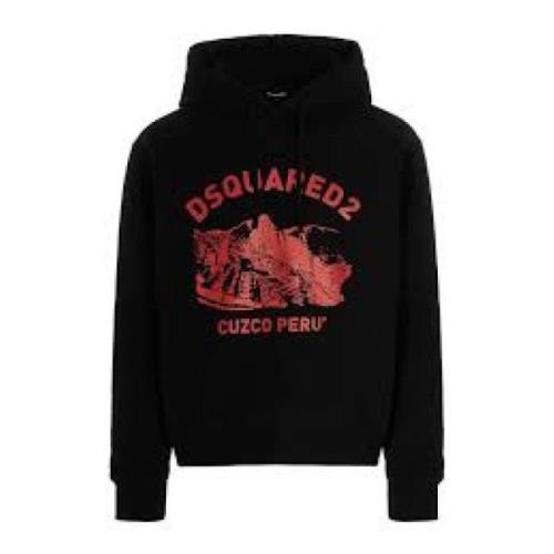 Dsquared2 Stilig Hoodie för Män Black, Herr