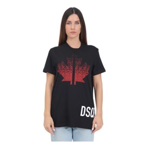 Dsquared2 Svart Logo Print T-shirt Black, Dam