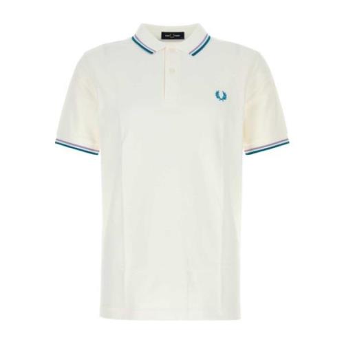 Fred Perry Vit Piquet Polo Shirt White, Herr