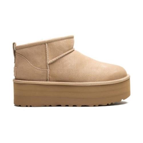 UGG Klassiska Ultra Mini Platformstövlar Beige, Dam