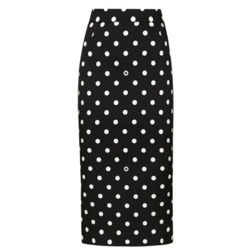 Dolce & Gabbana Polka Dot Silke Pennkjol Black, Dam