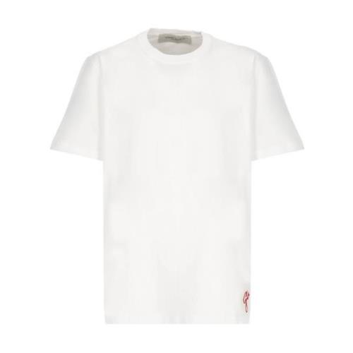 Golden Goose Vit Herr T-shirt med Broderad Logotyp White, Herr