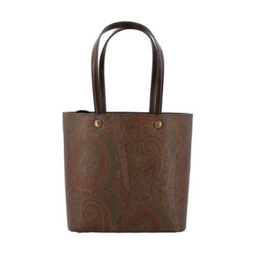 Etro Paisley Jacquard Shoppingväska med Clutch Brown, Dam