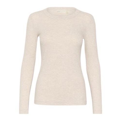 InWear Melange T-shirt Långärmad Top Ecru Beige, Dam