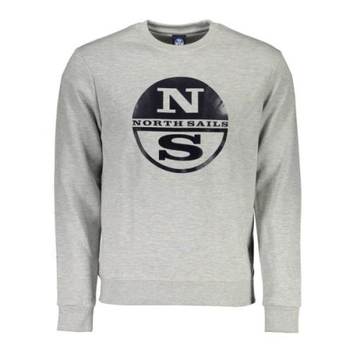 North Sails Grå Långärmad Crewneck Sweatshirt med Tryck Gray, Herr