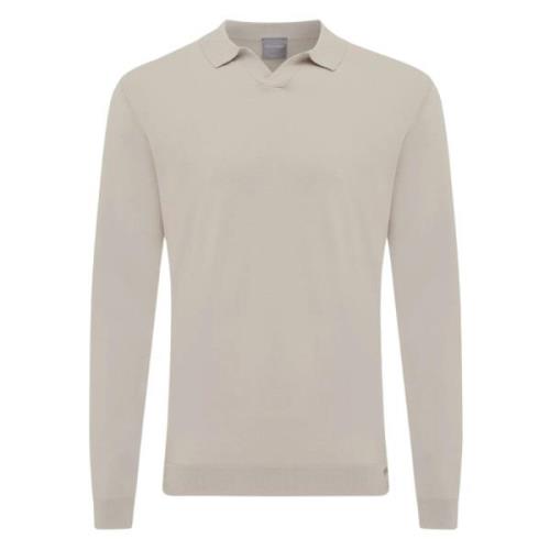 Gentiluomo Knappfri Polo LS Beige Beige, Herr