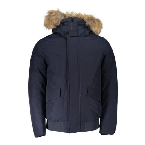 Woolrich Blå Huva Jacka med Avtagbar Päls Blue, Herr