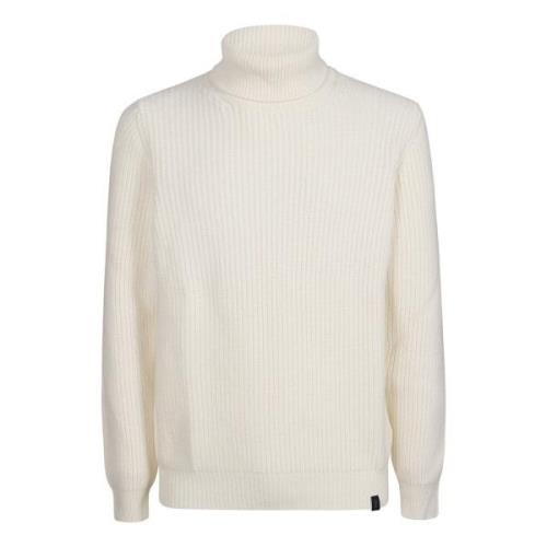 Fay Mysig Stickad Turtle Neck Sweater White, Herr