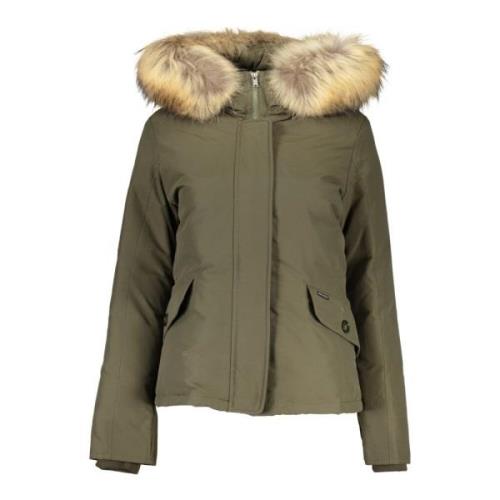 Woolrich Grön Huva Jacka med Avtagbar Päls Green, Dam