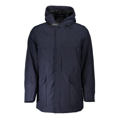 Woolrich Blå Huva Parka Jacka med Fickor Blue, Herr