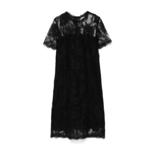 Ermanno Scervino Svart Blommig Spetsklänning Black, Dam