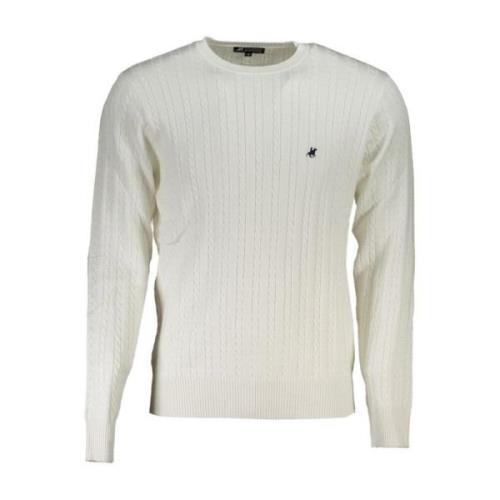 U.s. Polo Assn. Broderad Crew Neck Sweater med Kontrast White, Herr