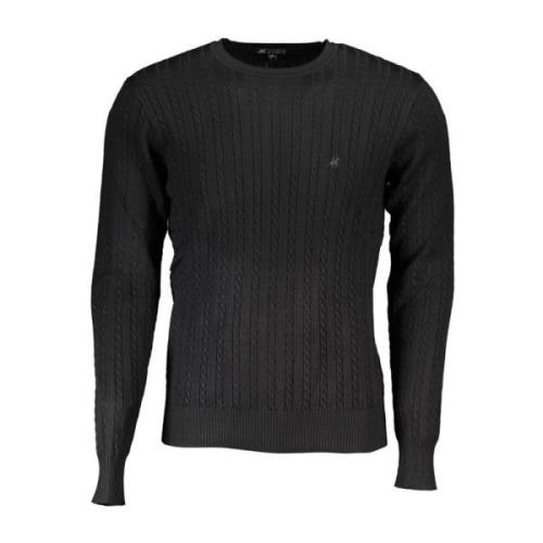 U.s. Polo Assn. Broderad Crew Neck Sweater i Nylon Black, Herr