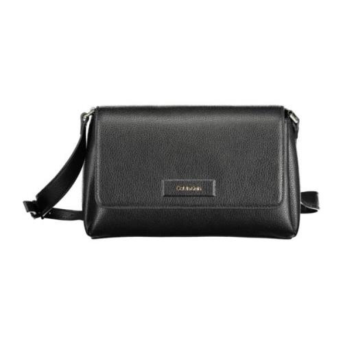 Calvin Klein Svart Polyester Handväska med Justerbar Rem Black, Dam