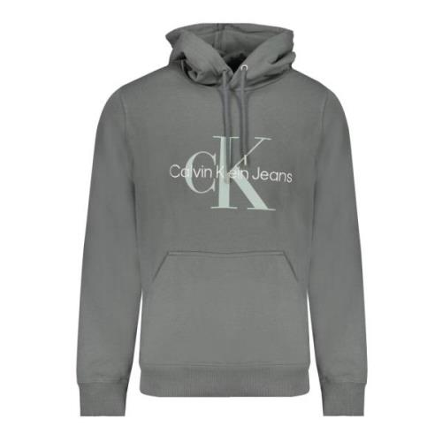 Calvin Klein Grön hoodie med kontrastdetaljer Green, Herr