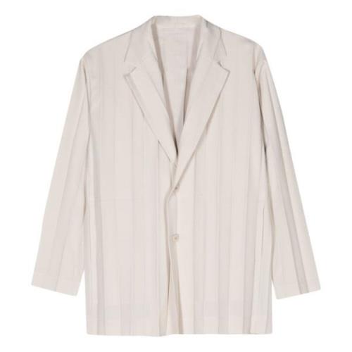 Issey Miyake Lyxig Veckad Blazer Beige, Herr