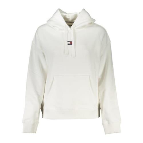 Tommy Hilfiger Vit hoodie med logotypapplikation White, Dam