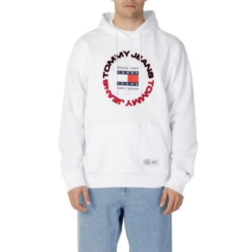 Tommy Hilfiger Vit Tryckt Hoodie för Män White, Herr