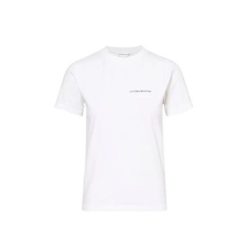 Victoria Beckham Logo Tee, Rund Hals, Slim Fit White, Dam