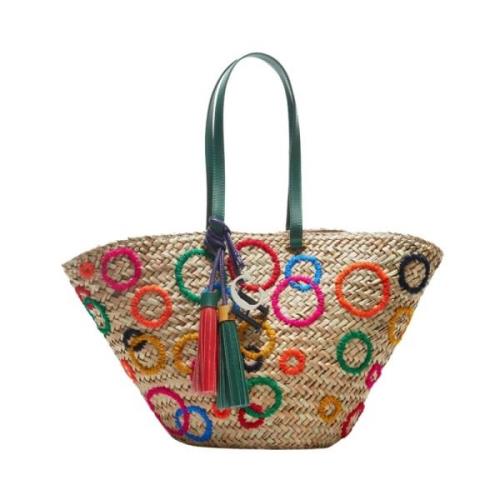 Carolina Herrera Multifärgade Cirklar Straw Toteväska Multicolor, Dam