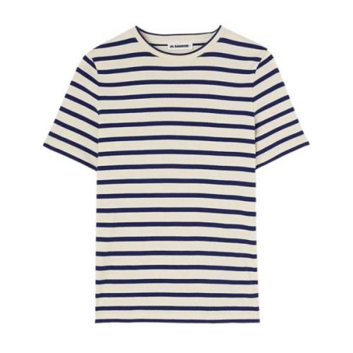 Jil Sander Randig T-shirt Kräm Vit/Marin Multicolor, Dam