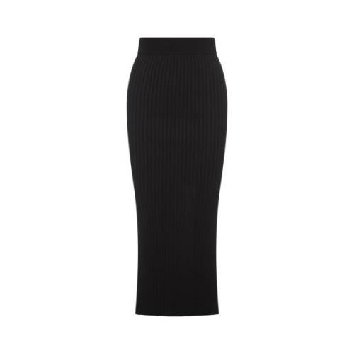 Jil Sander Svart Ribbstickad Slim Fit Kjol Black, Dam