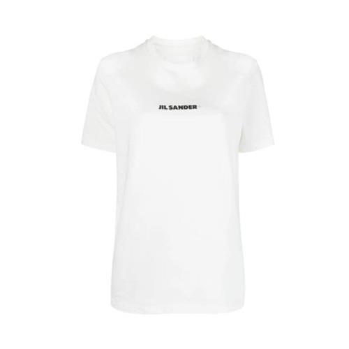 Jil Sander Vit/Svart Logo Plus T-Shirt White, Dam