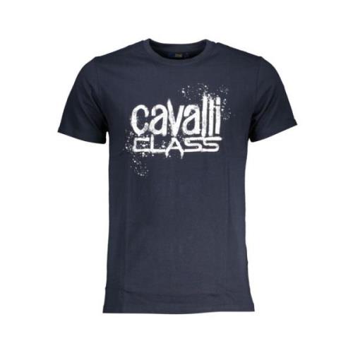 Cavalli Class Blå Bomull Tryckt Logotyp T-Shirt Blue, Herr