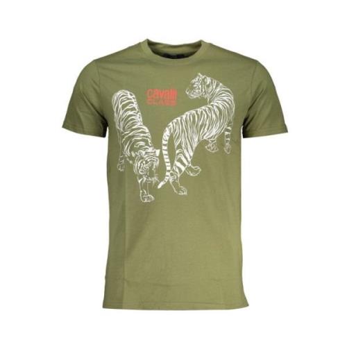 Cavalli Class Grön Bomull Logo Print T-shirt Green, Herr